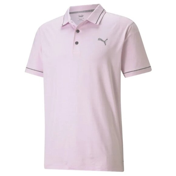 PUMA Cloudspun Monarch Golf Polo Shirt Men Size S Parfait Rose Pink Short Sleeve - Picture 1 of 7